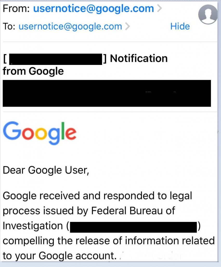 When Google turns over your metadata to the FBI